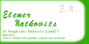 elemer matkovits business card